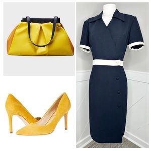 BLUE WHUTE COLOR BLOCK DRESS